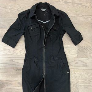 ARMANI EXCHANGE Black Denim Dress, Front Ziped SZ 2, NWOT